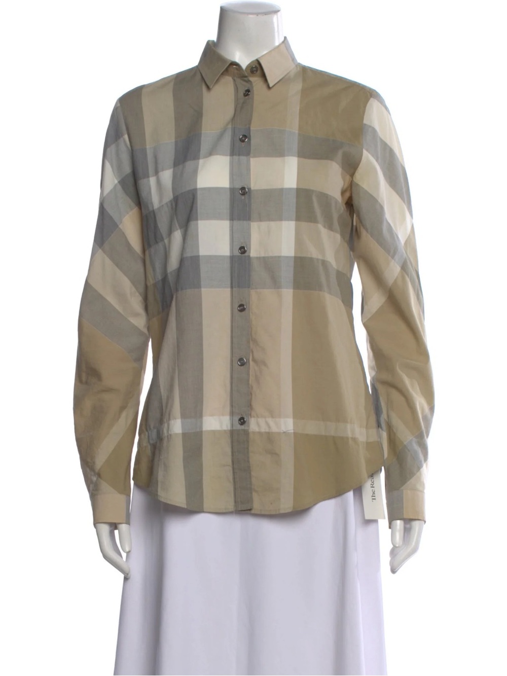 Burberry Brit Plaid Print Long Sleeve Button-Up Top Size Large